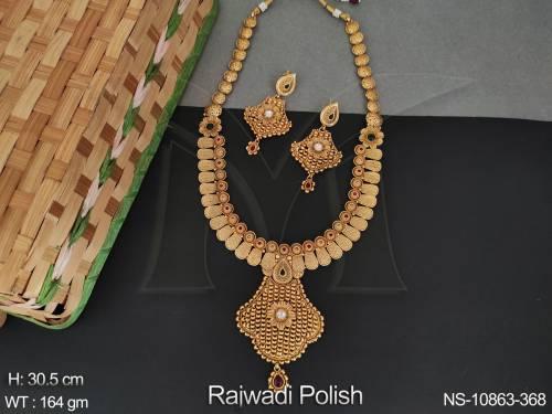  Beautiful Fancy Style Antique Jewellery Rajwadi Polish Necklace Set 